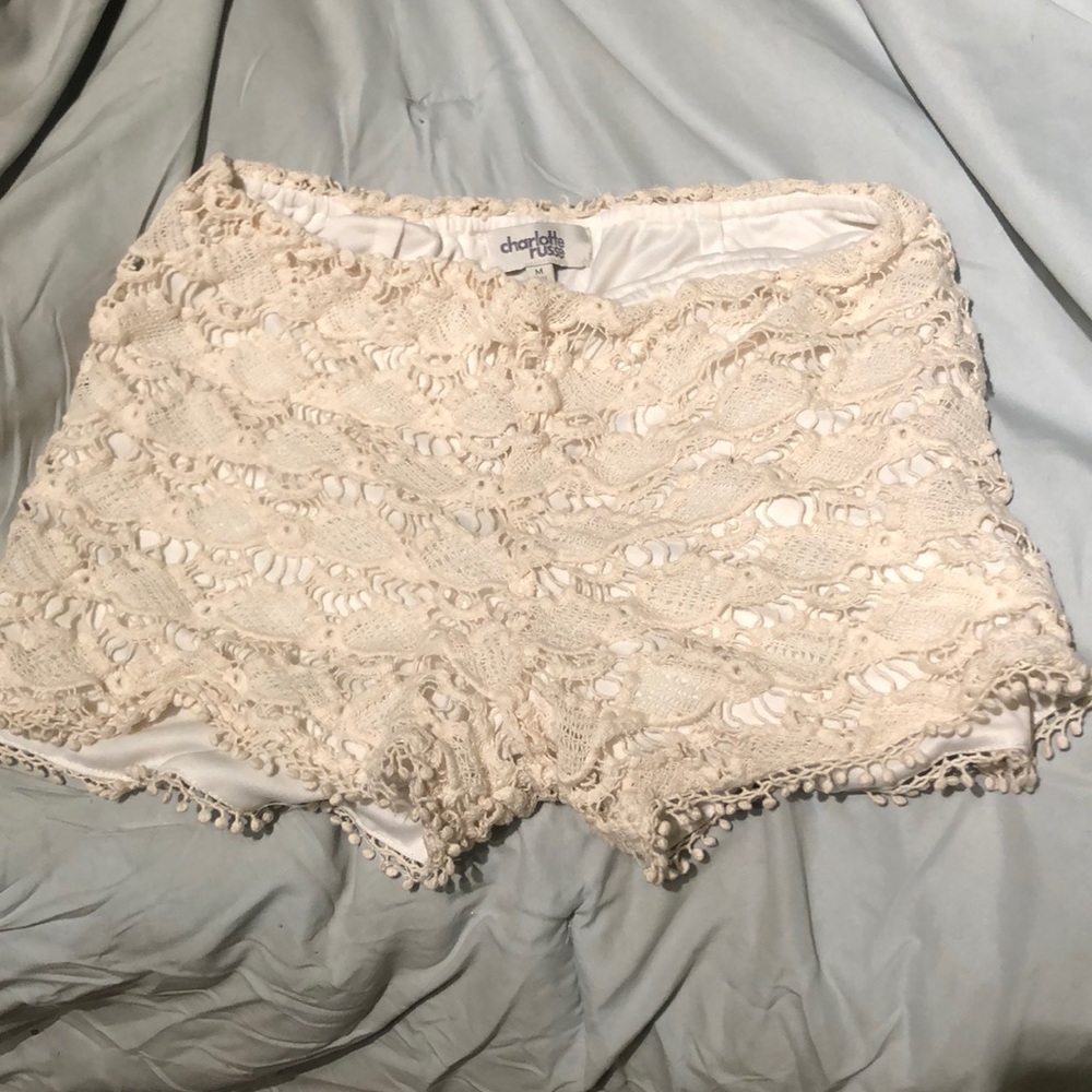 High waisted crochet shorts